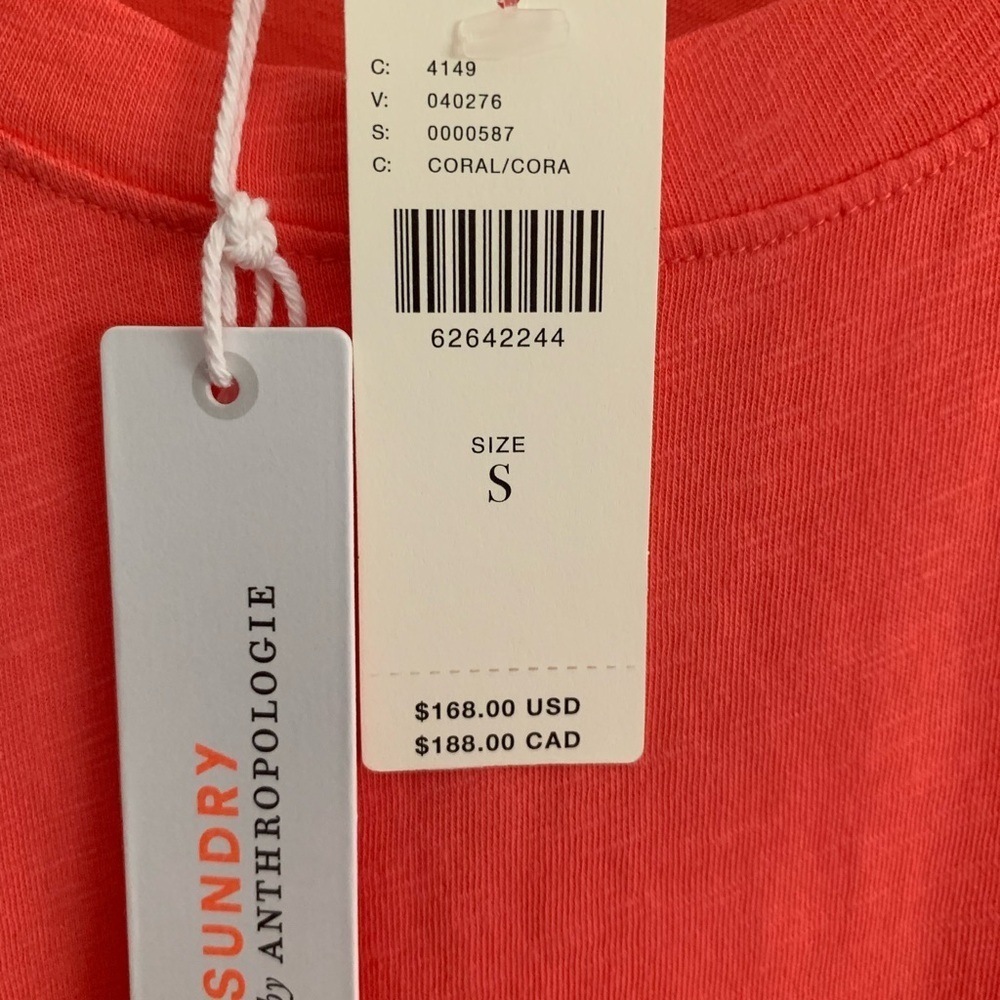 Anthropologie Sundry T-shirt dress coral NEW - Picture 4 of 5